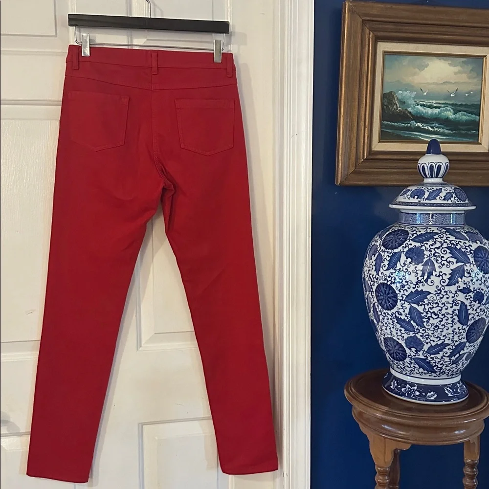 Women J. McLaughlin Vibrant Red Cotton & Spandex Skinny Jeans Size 2 - Picture 5 of 7
